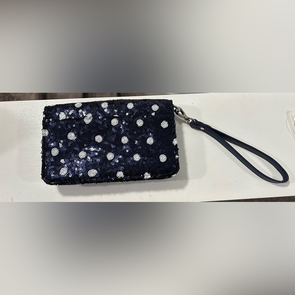 Talbots Martini Dot Sequin Wristlet-Navy - Picture 2 of 5